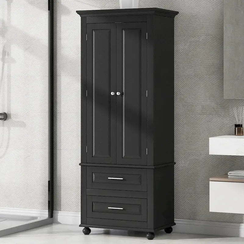 Tall Storage Cabinet with Two Drawers for Bathroom/Office