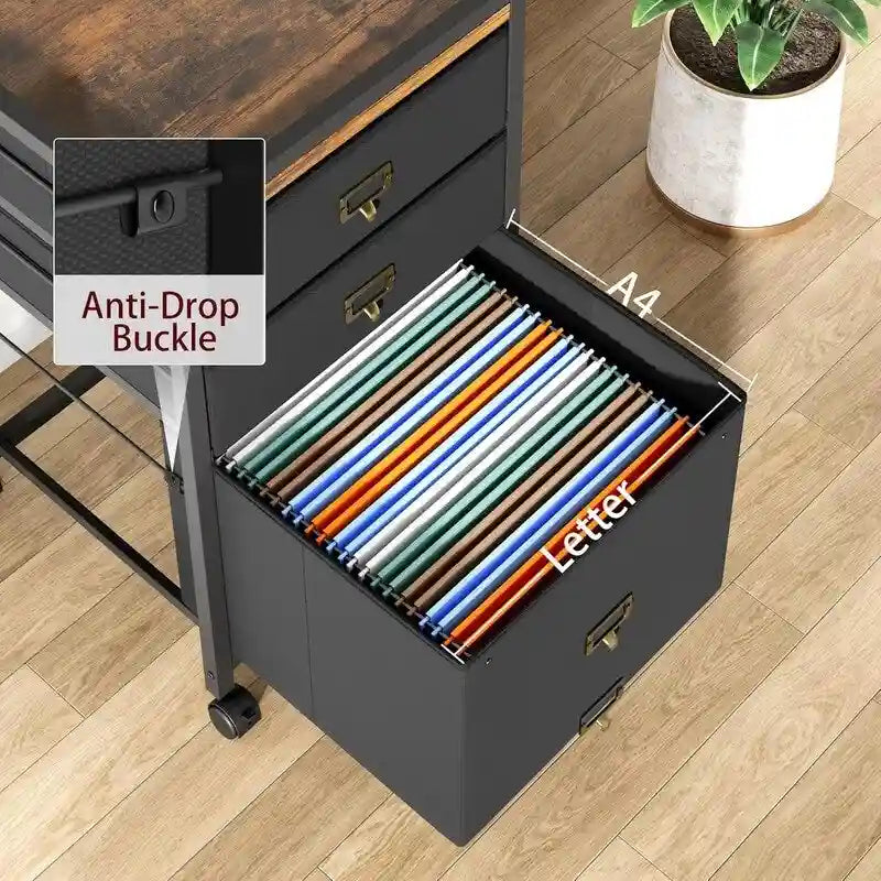 3 Drawer Mobile File Cabinet,with Rolling Wheel and Lock Suit